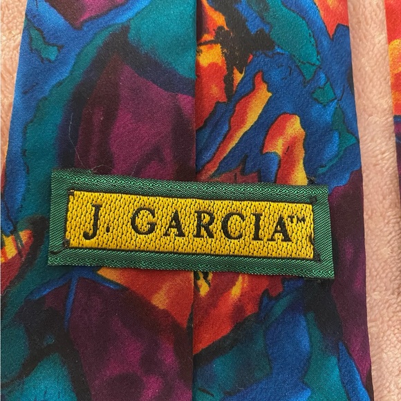 J. Garcia Vibrant Abstract Tie in Teal and Orange - Picture 6 of 8